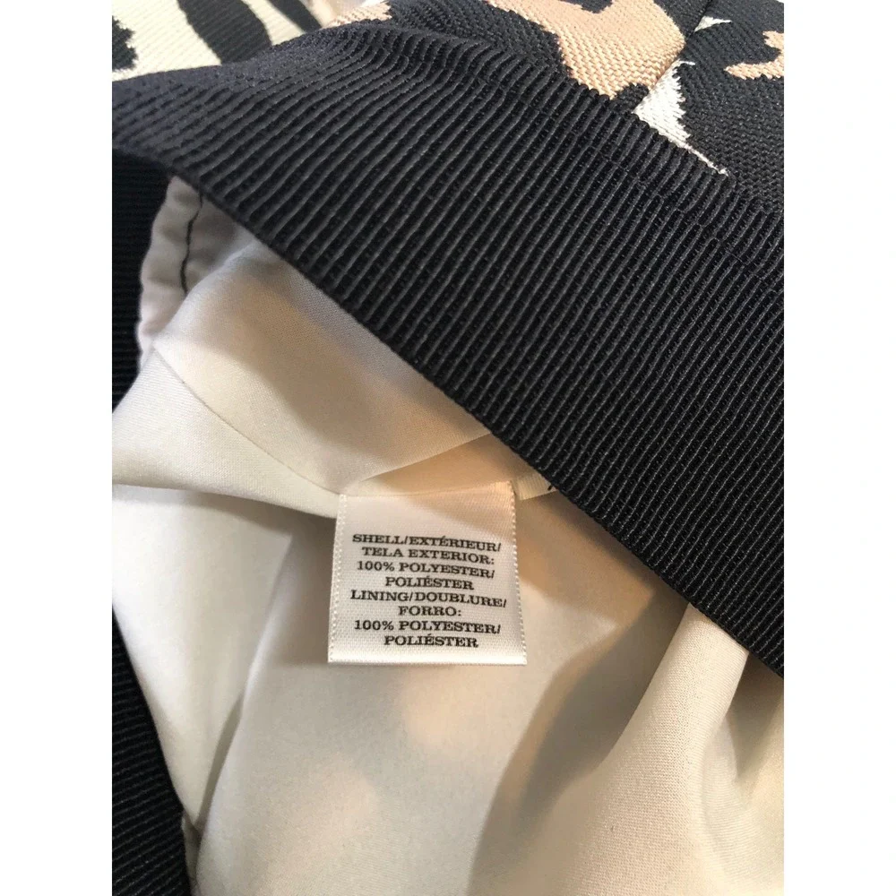 Ann Taylor Pencil Skirt Women 10 Ivory Black Tan Leopard Print Elastic Waist